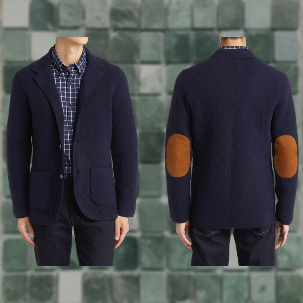 Brooks Brothers Blazer Clothing Men Medium Navy Quilted Wool Cashmere Blend Knit 2-Button Notch Lapel Jacket Coat - NWT