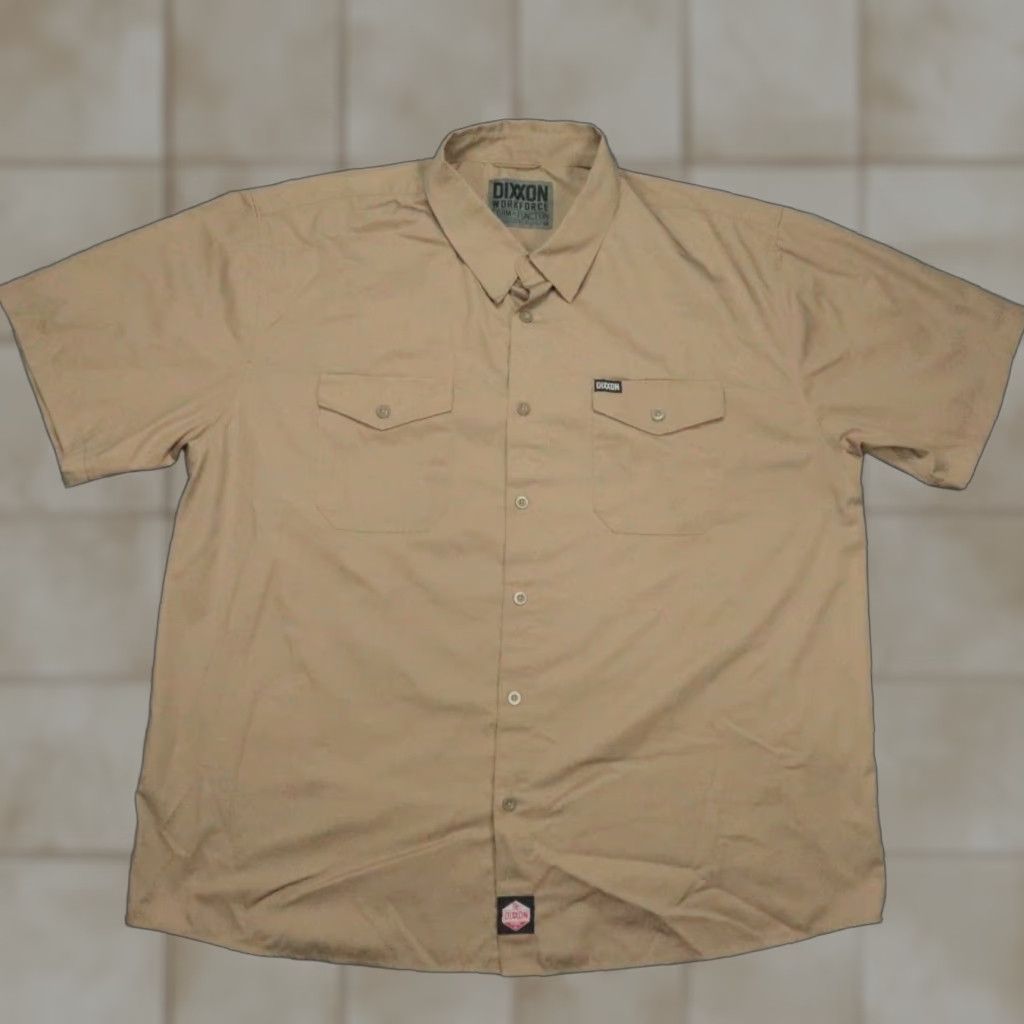 Vintage Dixxon Flannel Shirt Mens 4XL Khaki Tan Workforce Short Sleeve Button Size US XXL / EU 58 / 5 - 1 Thumbnail