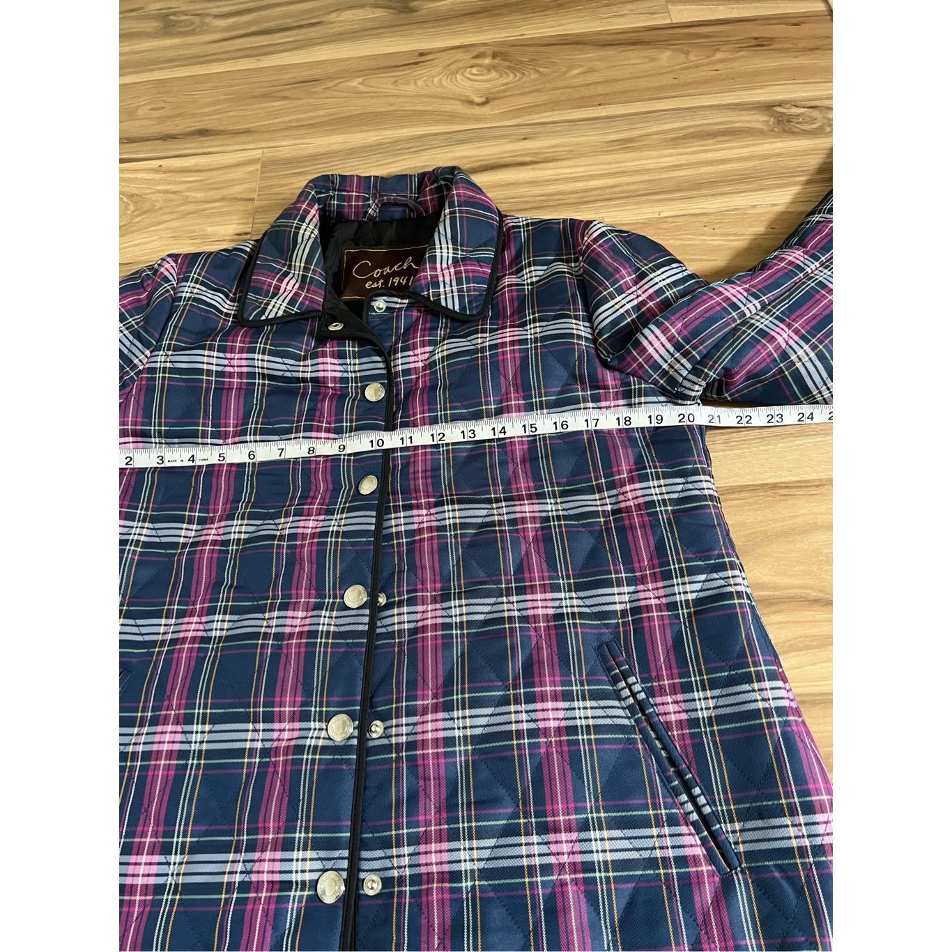 Coach Coach Quilted Navy Blue & Purple Plaid Print Long Sleeve Sna Size M / US 6-8 / IT 42-44 - 5 Thumbnail