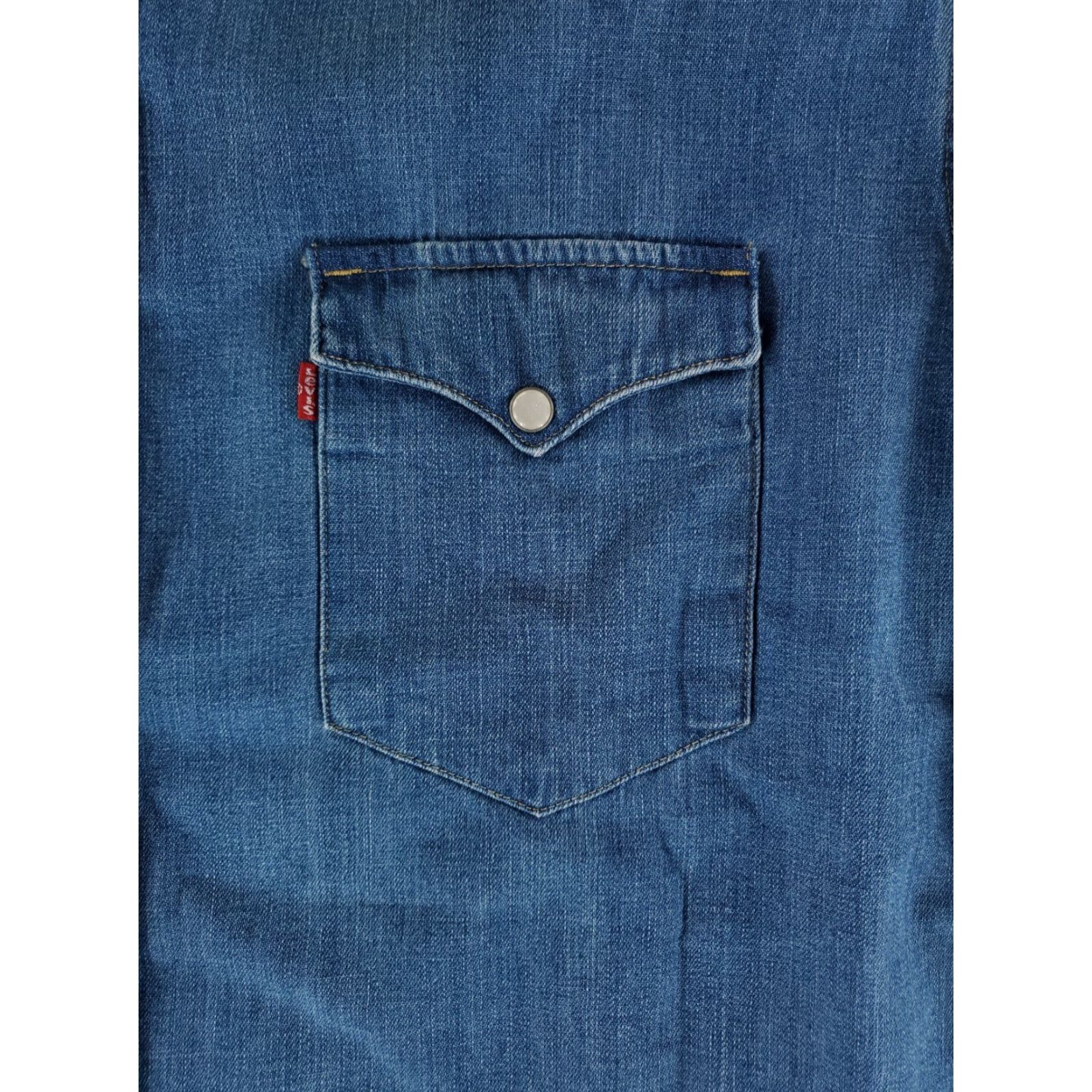 Levi's Levi's Denim Pearl Snap Shirt Long Sleeve Blue Western Cowboy Mens 2XL Shirt Size US XXL / EU 58 / 5 - 2 Thumbnail