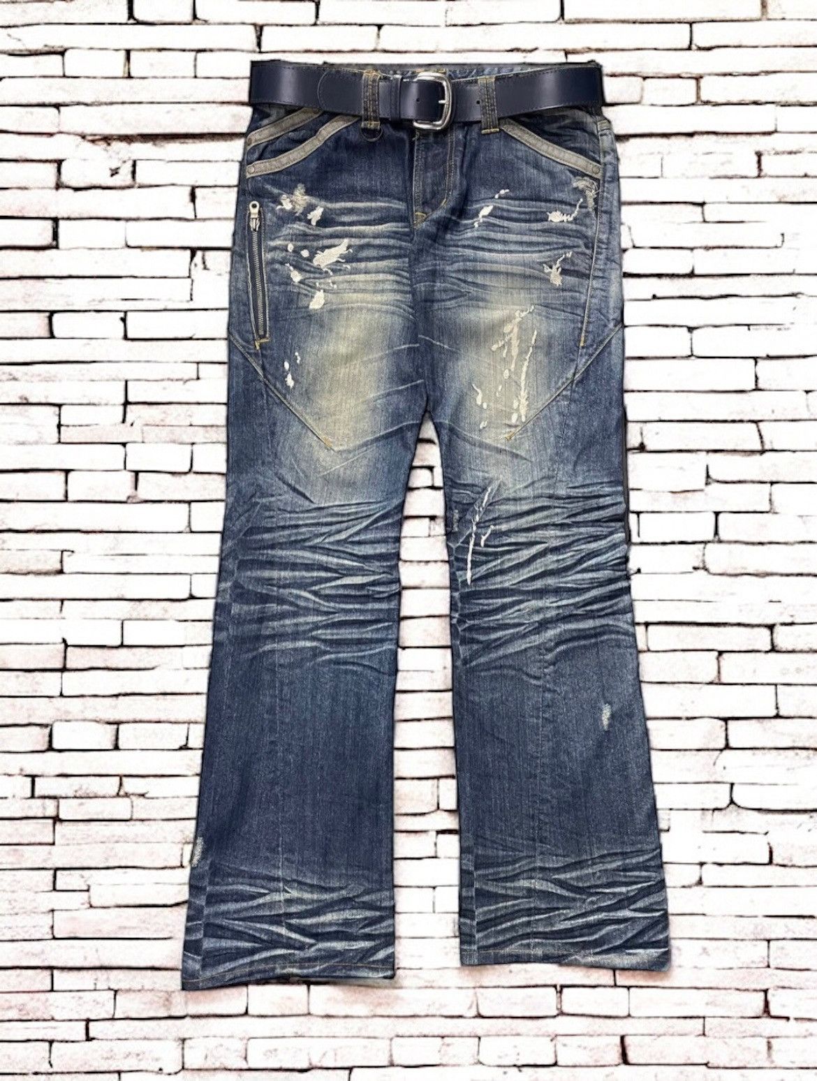 HIDEAWAYS × Hysteric Glamour × Japanese Brand Vintage Hideaways Nicole Splash With Leather Vintage Belt Size US 30 / EU 46 - 1 Thumbnail