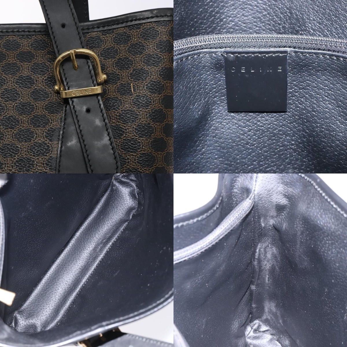 Celine CELINE Macadam Canvas Tote Bag Pvc Leather Black Gold Size ONE SIZE - 11 Thumbnail