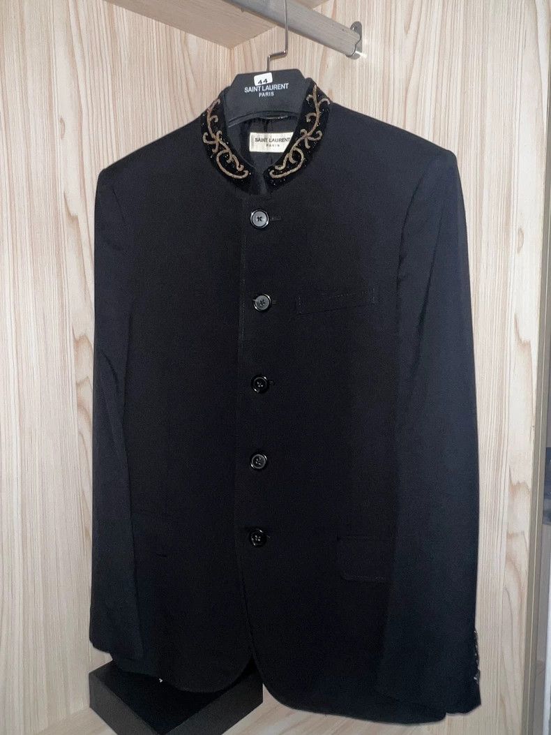 Saint laurent paris 15ss catwalk velvet gold thread embroid