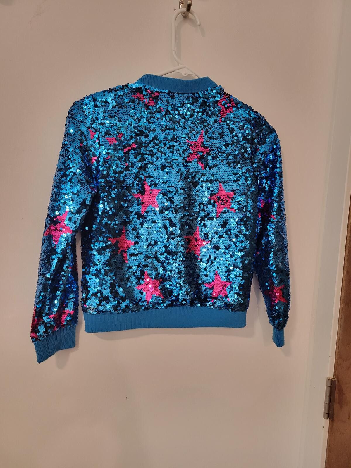 Other Justice Girls' Blue Sequin Star Bomber Jacket Size 7/8 Size M / US 6-8 / IT 42-44 - 2 Thumbnail
