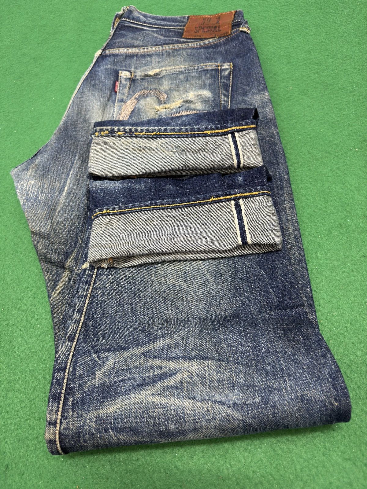 Evisu A29 Thrashed Evisu No 1 Special Distressed Mud Wash Size US 33 - 24 Thumbnail