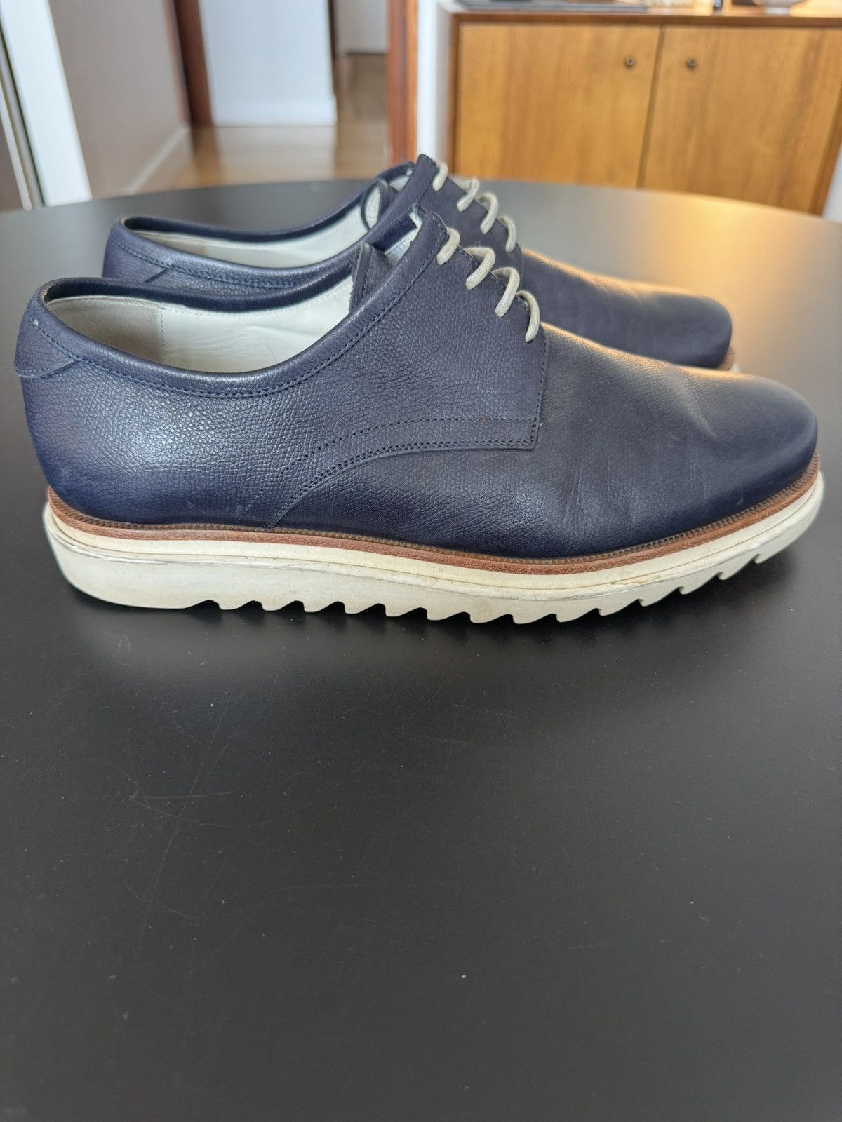 Salvatore Ferragamo Ferragamo Leather Derby, navy Size US 8 / EU 41 - 1 Thumbnail