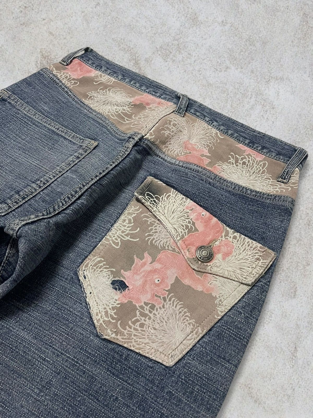 Karakuri Tamashii Vintage Japanese Karakuri Style Koi Fish Washed Sugoi Jeans Size 30" / US 8 / IT 44 - 5 Thumbnail