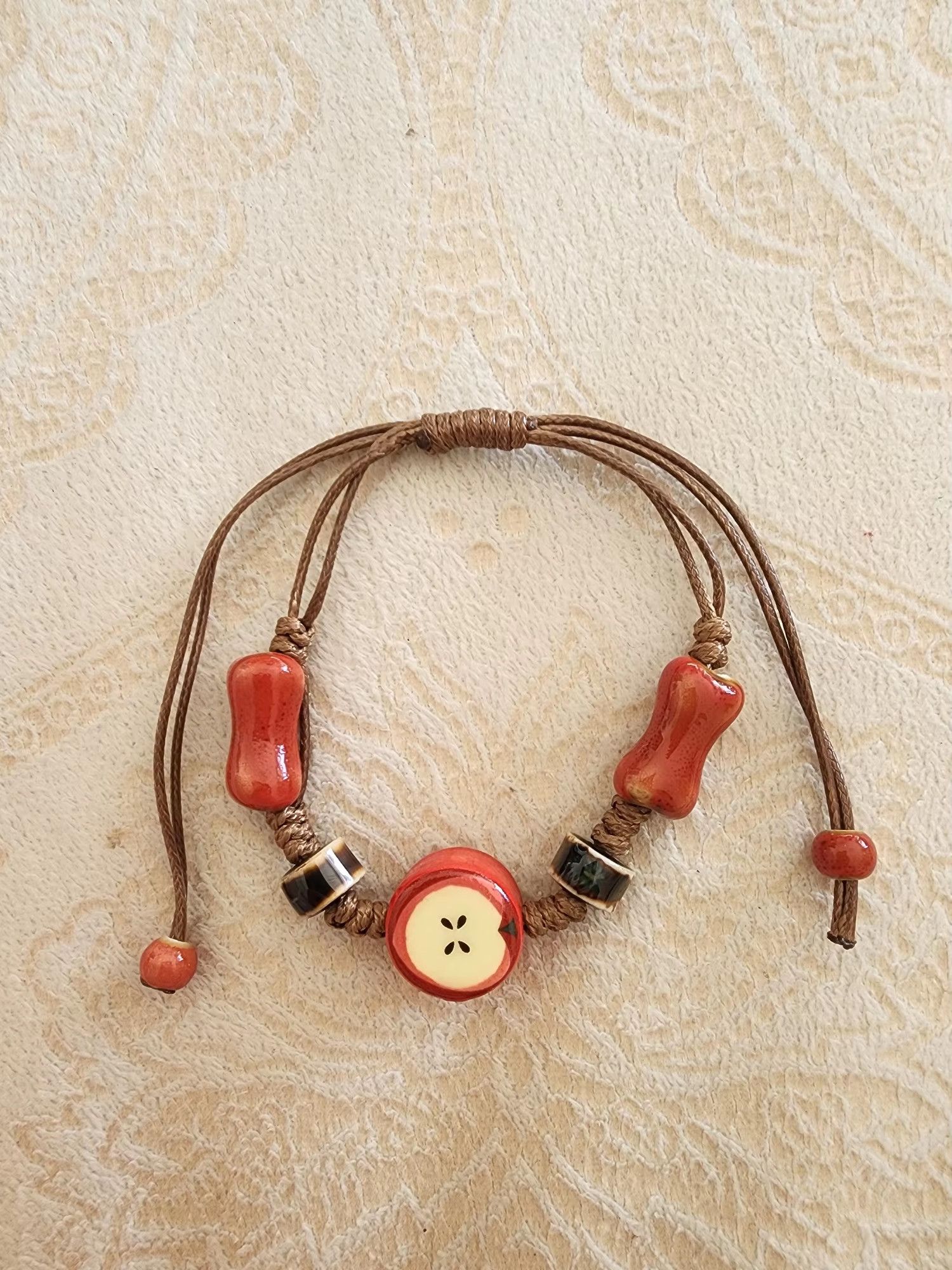 Handmade Apple Ceramic Bracelet Handmade Jewelry Gift For Her Size ONE SIZE - 1 Thumbnail