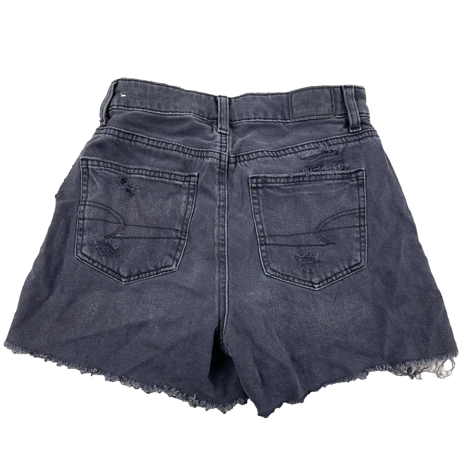 American Eagle Outfitters VINTAGE American Eagle Outfitters Shorts Women 0 Cut Off High Rise Shortie Black Denim Jorts Holes Size 25" / US 0 / IT 36 - 2 Thumbnail