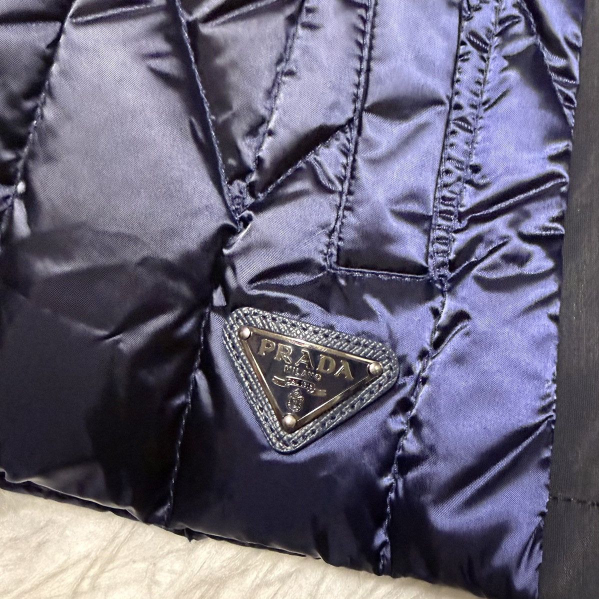 Prada Authentic Prada Leather Triangle Logo Hooded Down Jacket 38 Size XS / US 0-2 / IT 36-38 - 9 Thumbnail