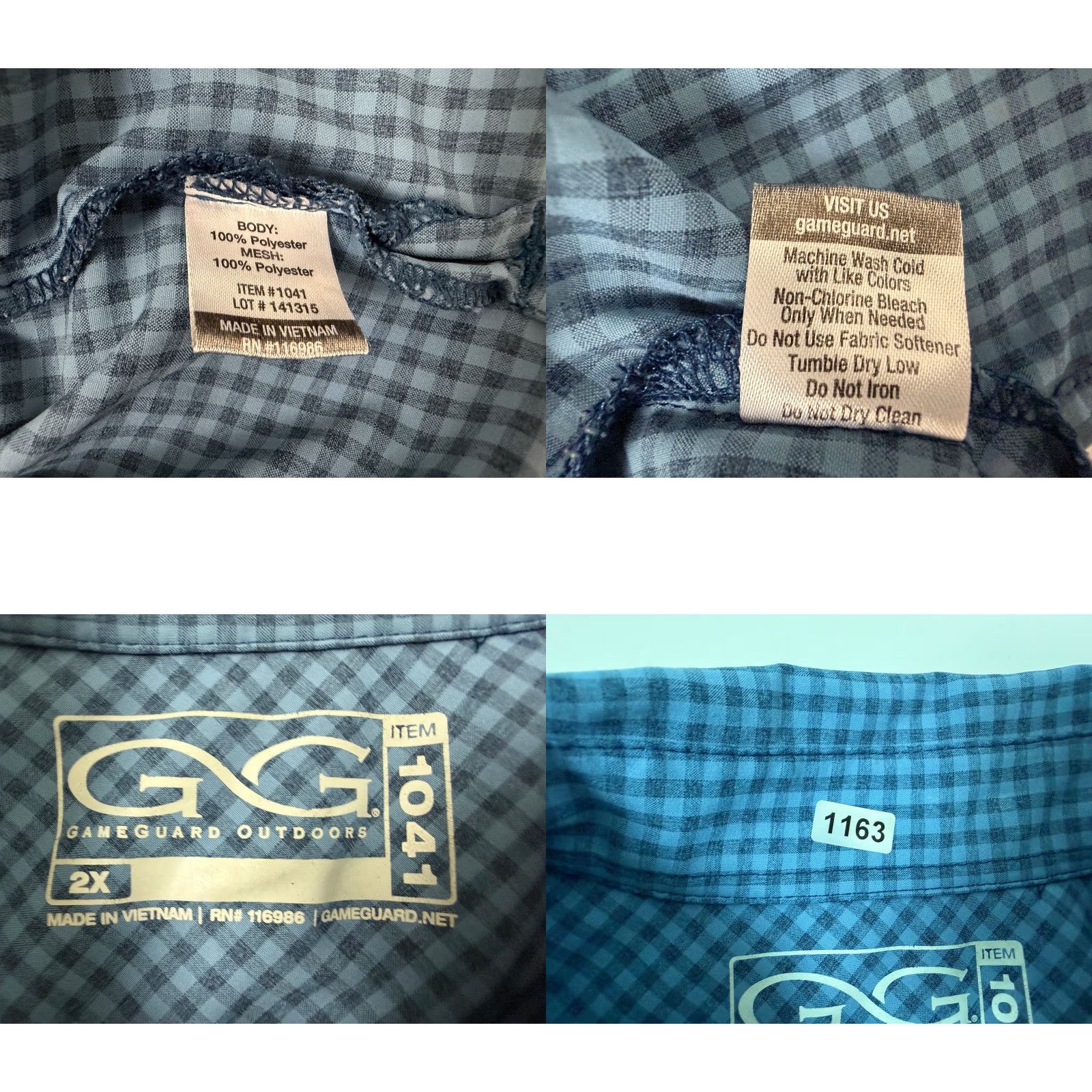 Vintage Game Guard Shirt Men 2XL Button-Up Short Sleeve Blue Polyester Microfiber Breathable Pockets Outdoor Casual Travel Size US XXL / EU 58 / 5 - 10 Thumbnail