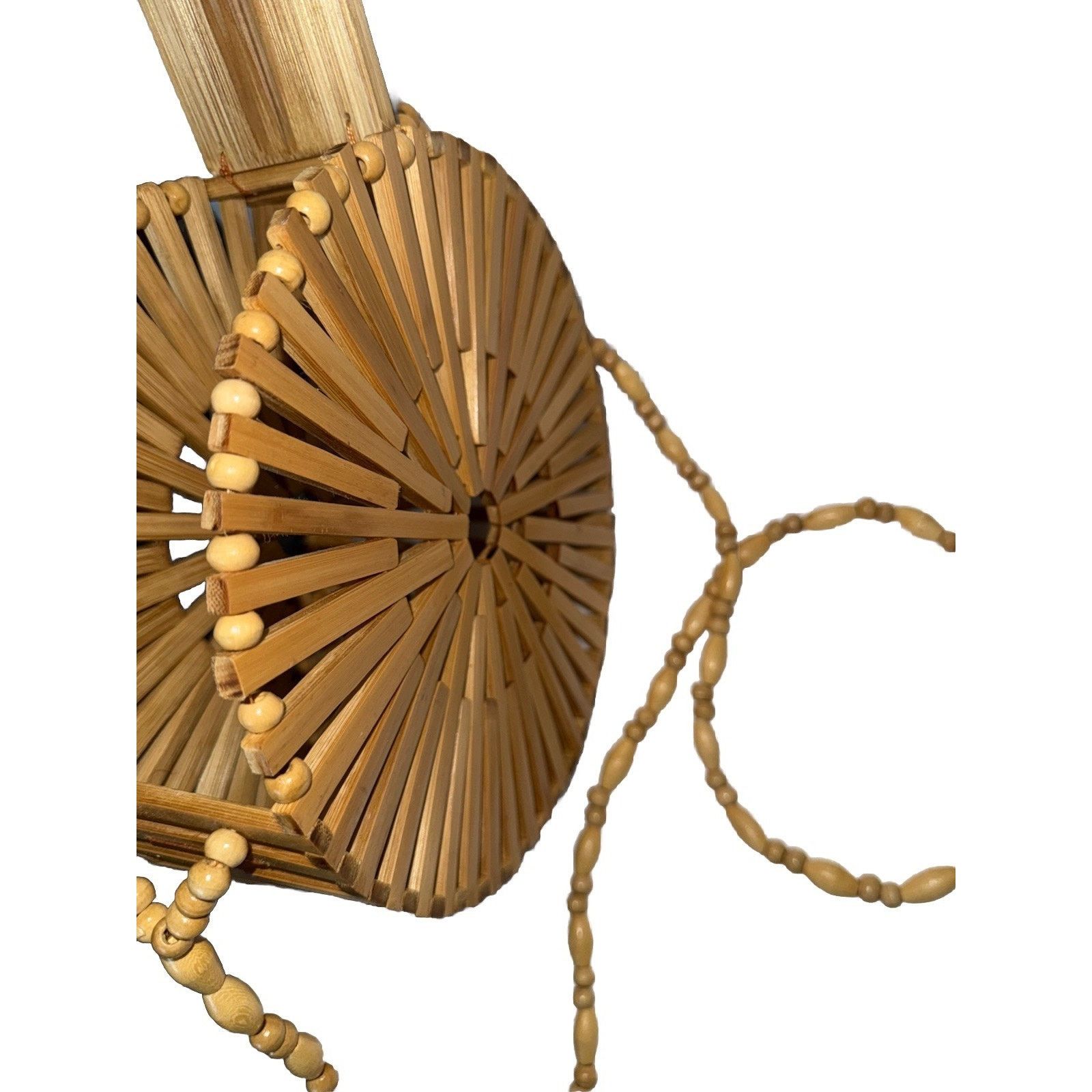 The Unbranded Brand Handmade Bamboo Open Slats Cylinder Purse 8in Shoulder Strap Size ONE SIZE - 6 Thumbnail