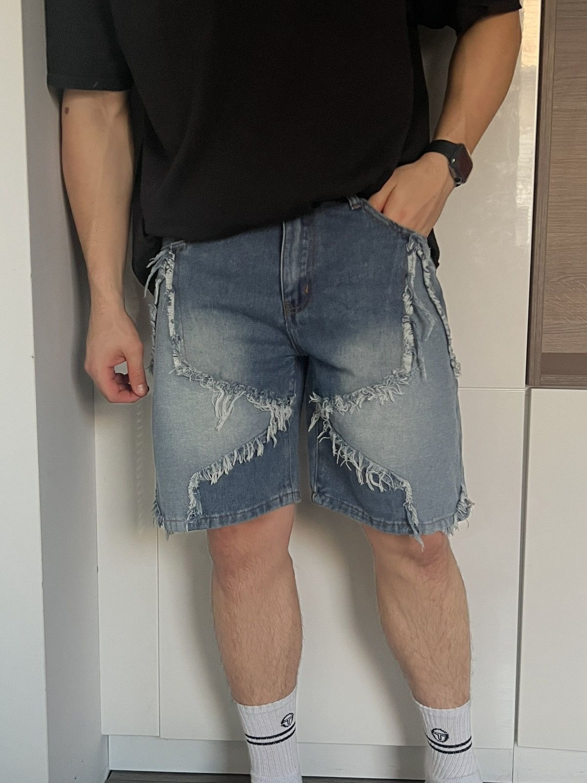 Japanese Brand ‼️Avant Garde Distressed Denim Opium Star Baggy Shorts‼️ Size US 35 - 13 Thumbnail