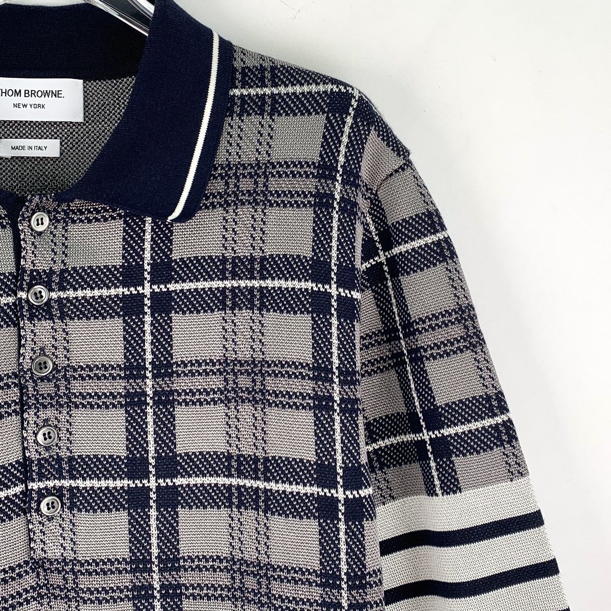 Thom Browne Thom Browne Plaid Silk Lapel Short Sleeve Polo Shirt K26WX Size US L / EU 52-54 / 3 - 3 Thumbnail
