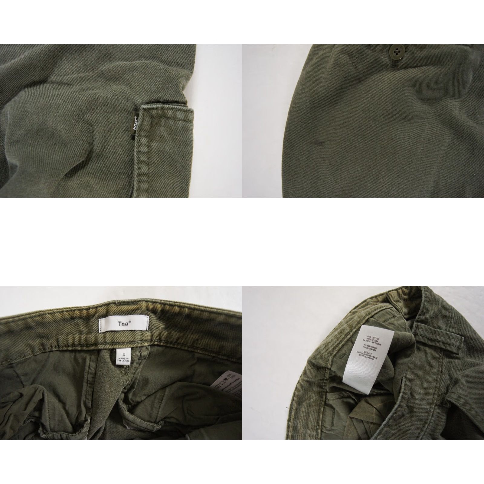 TNA TNA Women's Cargo Pants Regular 4 Green Cotton Utility Pockets Casual Outdoor Modern 90s? (No, avoid incorrect decade) Size 27" / US 4 / IT 40 - 8 Thumbnail