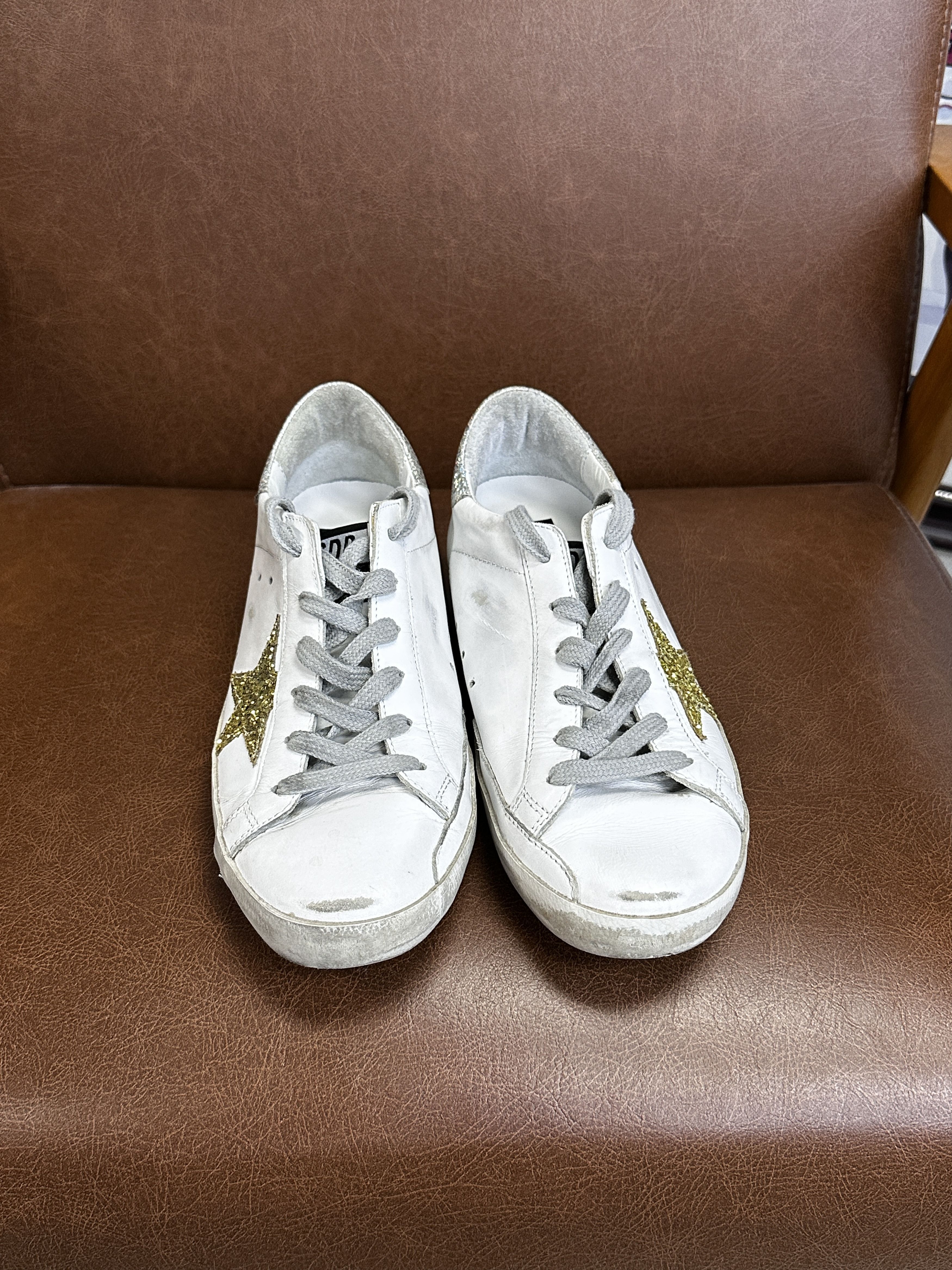 Golden Goose Golden Goose Super-Star Gold Glitter Star And Silver Heel Size US 8 / IT 38 - 3 Thumbnail