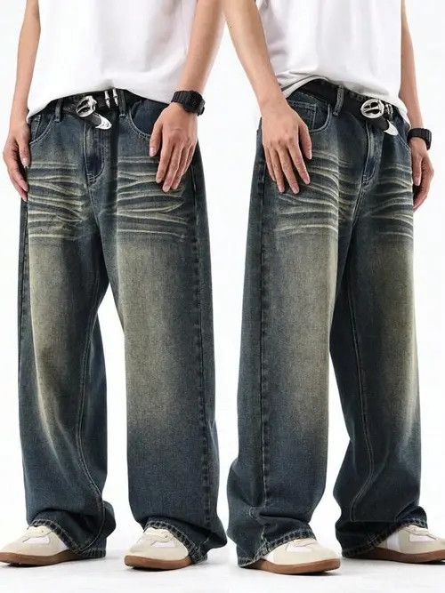 Jean Washed RETRO vintage 90s denim jeans Size US 36 / EU 52 - 3 Thumbnail