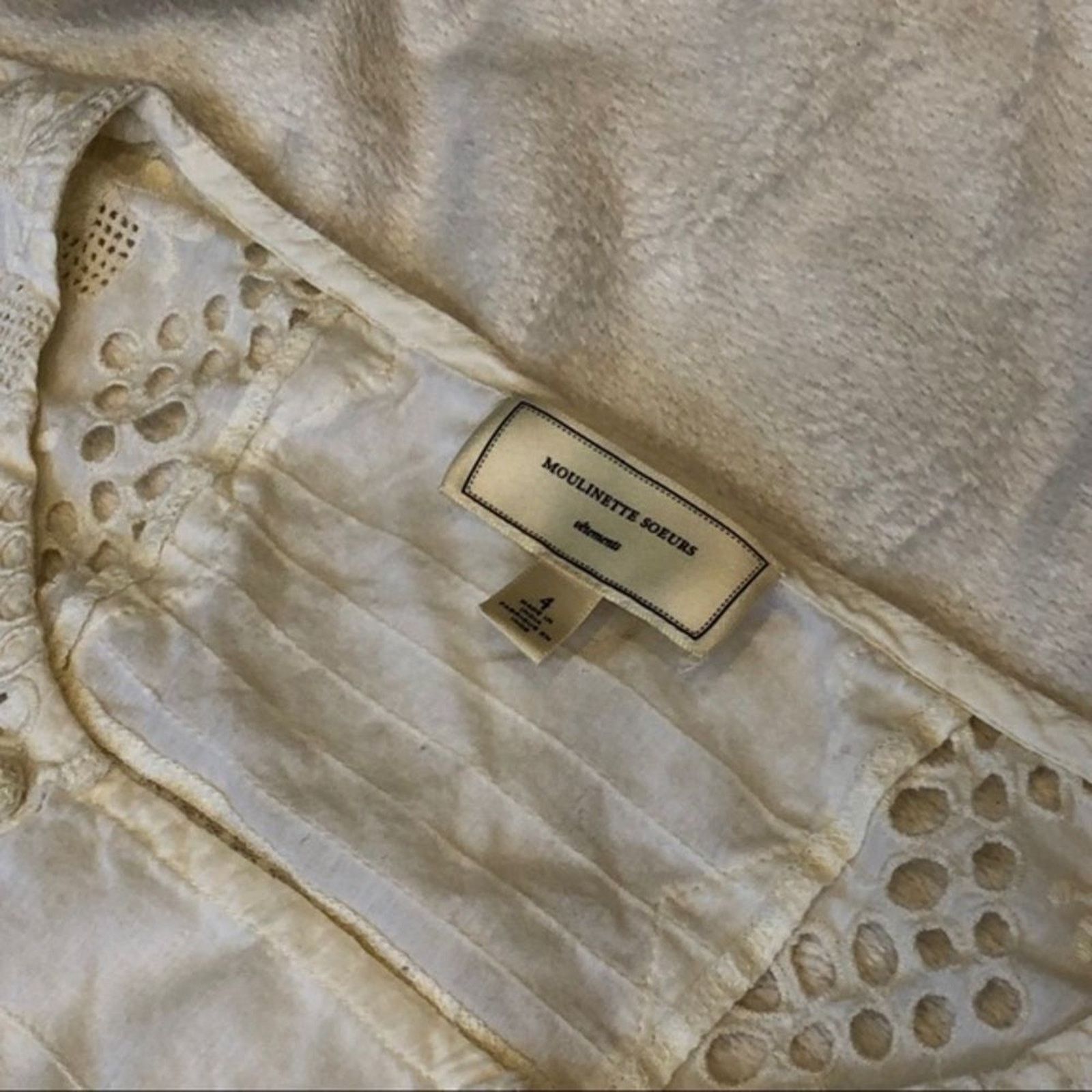 Anthropologie Anthropologie Cream Lace Cinched Waist Blouse | Sz 4 Size S / US 4 / IT 40 - 6 Thumbnail