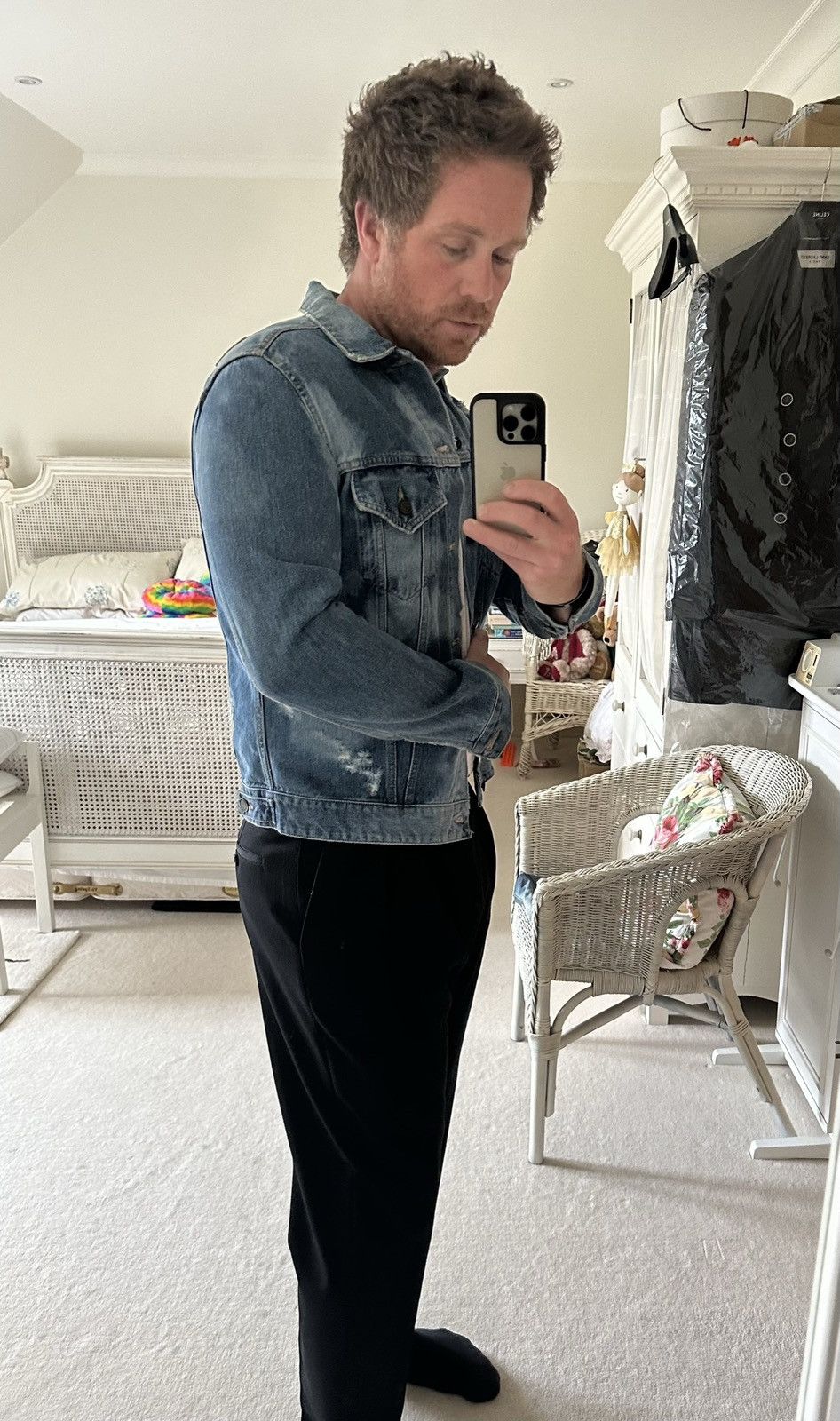 Saint Laurent Paris $1490 SS17 Saint Laurent Sweet Dreams studded denim jacket Size US L / EU 52-54 / 3 - 6 Thumbnail