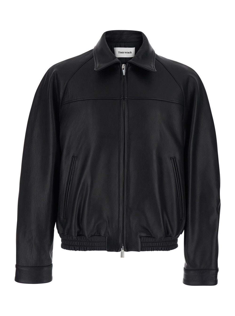 TONYWACK Black Jacket with Classic Collar and Two Front Zip Pockets in Leather Man Size US XL / EU 56 / 4 - 1 Thumbnail