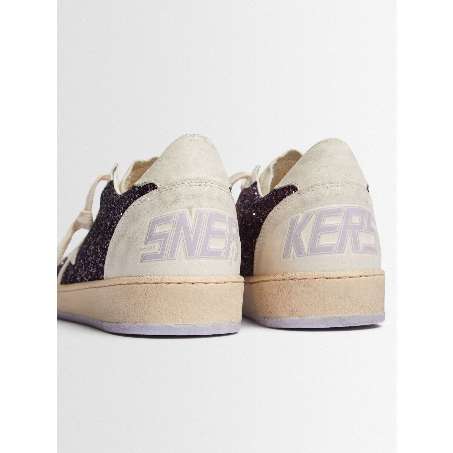 GOLDEN GOOSE Ball Star Women's White/Purple Sneakers New & A