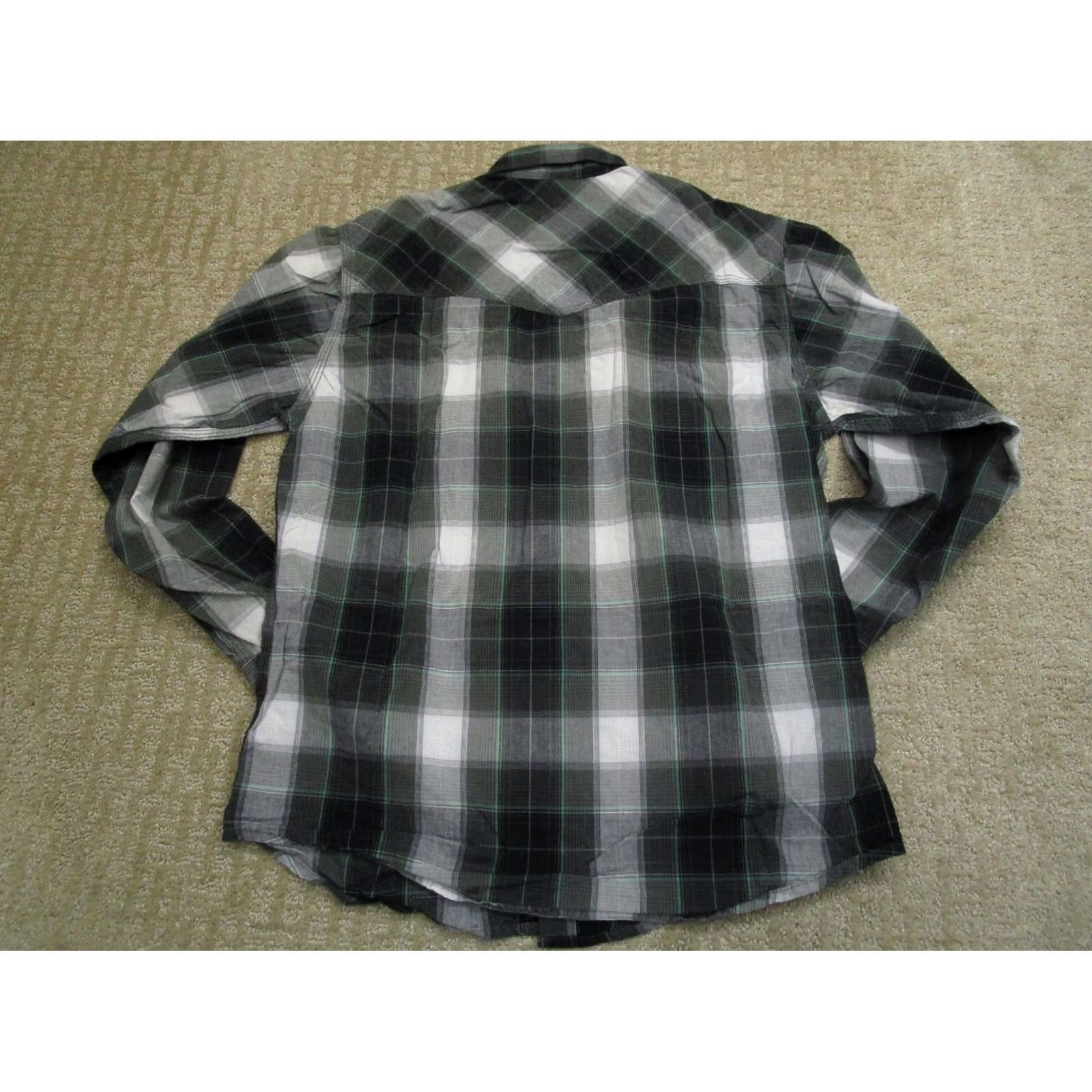 Wrangler Wrangler Shirt Men M Gray Plaid Pearl Snap Western Long Sleeve Size US M / EU 48-50 / 2 - 3 Thumbnail