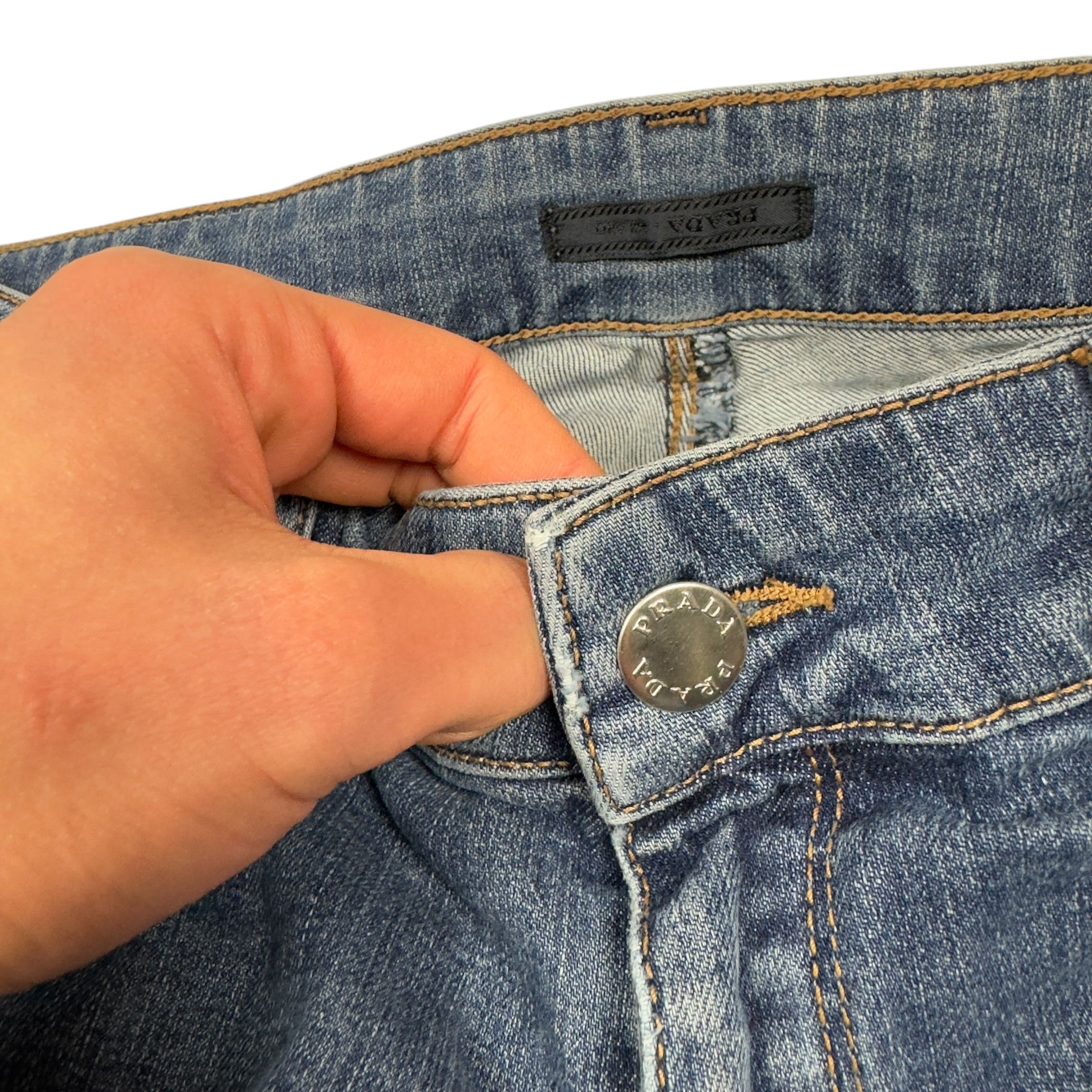 Prada Prada Contour Fit Blue Zip Fly Straight Leg Denim Jeans Size 30" / US 8 / IT 44 - 5 Thumbnail