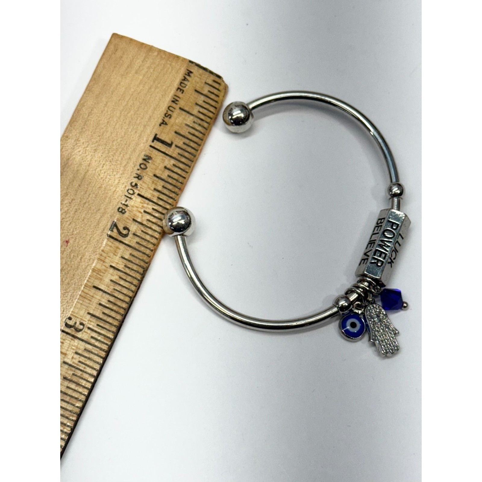 Other Hamsa evil eye power luck believe charm silver cuff bracelet Size ONE SIZE - 5 Thumbnail