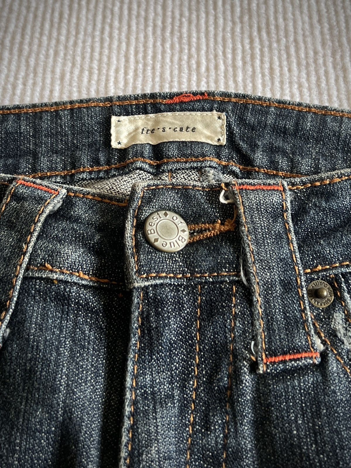 If Six Was Nine Archive Fre's Cate Leather Flap Distressed Flare Jeans Y2K Size 29" - 5 Thumbnail