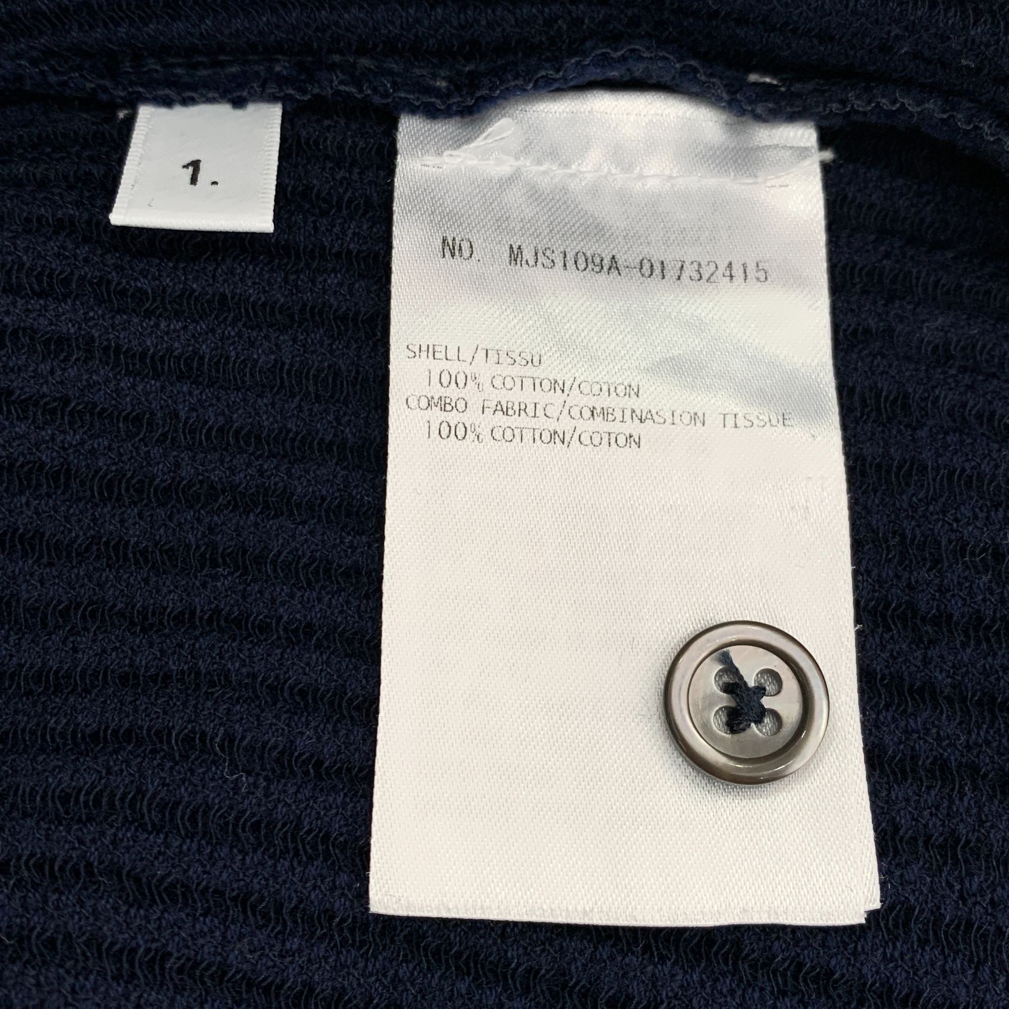 Thom Browne Thom Browne Navy & White Ribbed Cotton Short Sleeve T-Shirt Size US S / EU 44-46 / 1 - 2 Thumbnail