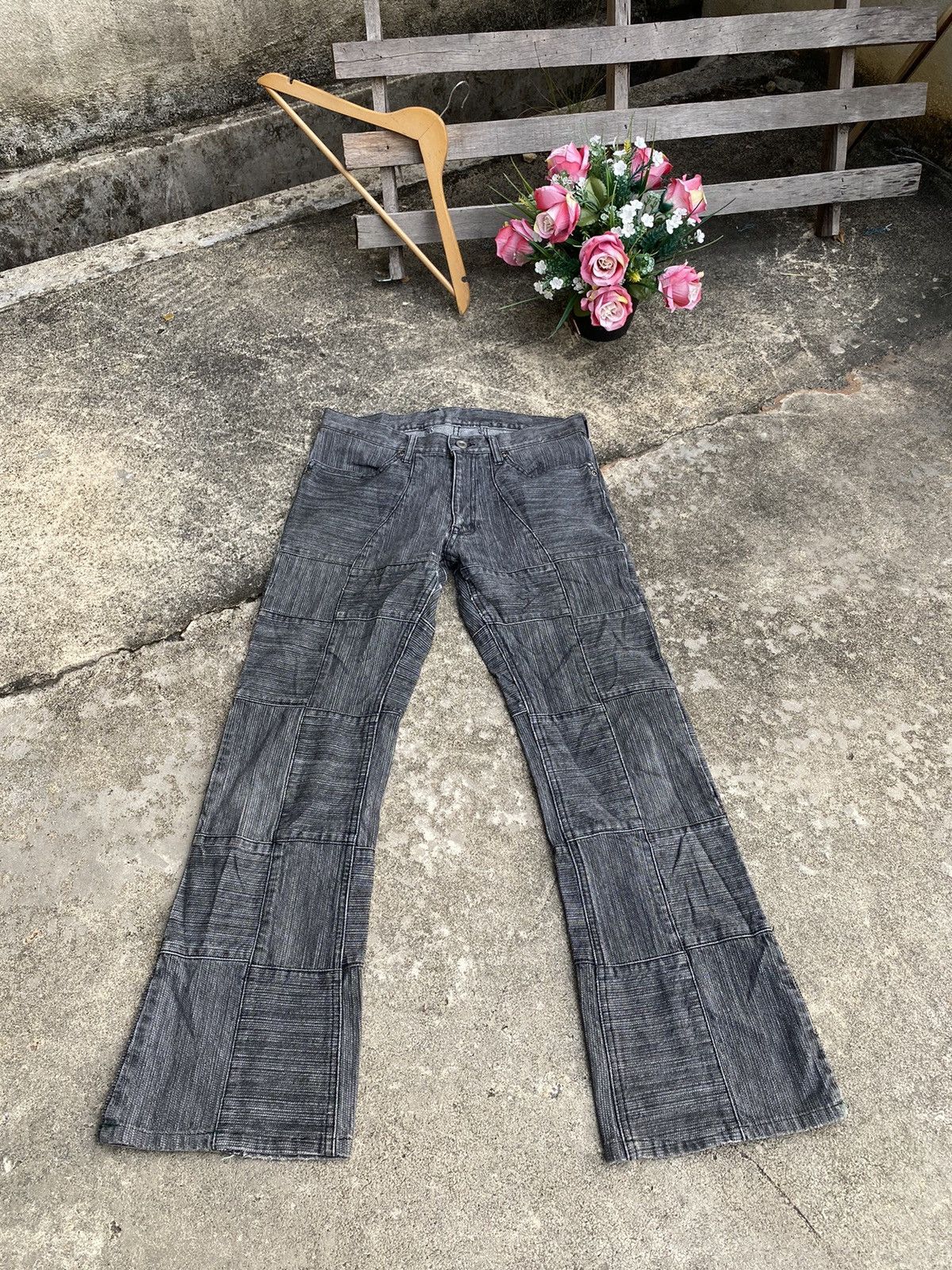 Japanese Brand Vintage Japanese Brands Rupert Patchwork Flare Pants Size US 31 - 1 Thumbnail