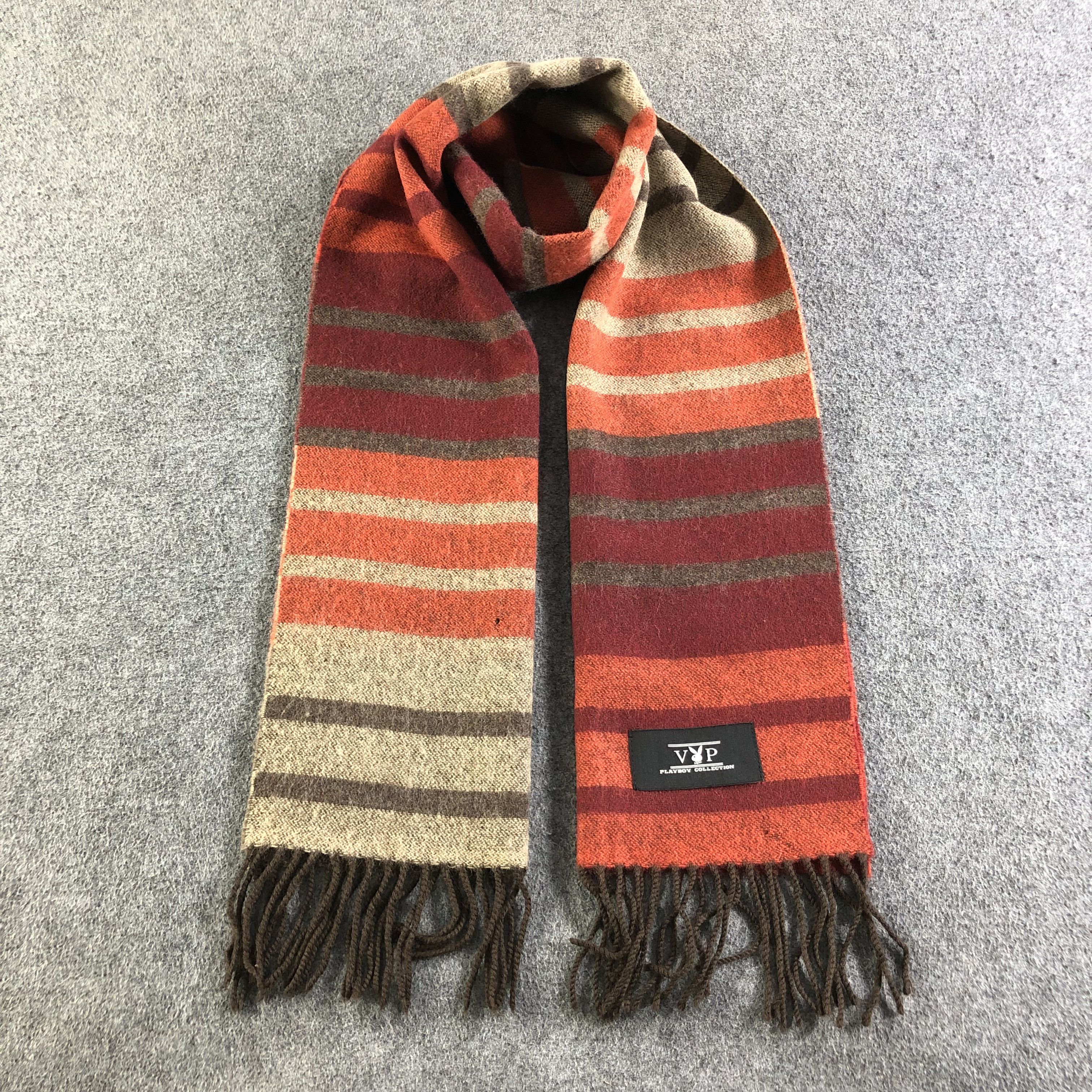 Playboy Playboy Striped Wool Scarf Muffler Neckwear V2086 Size ONE SIZE - 1 Thumbnail