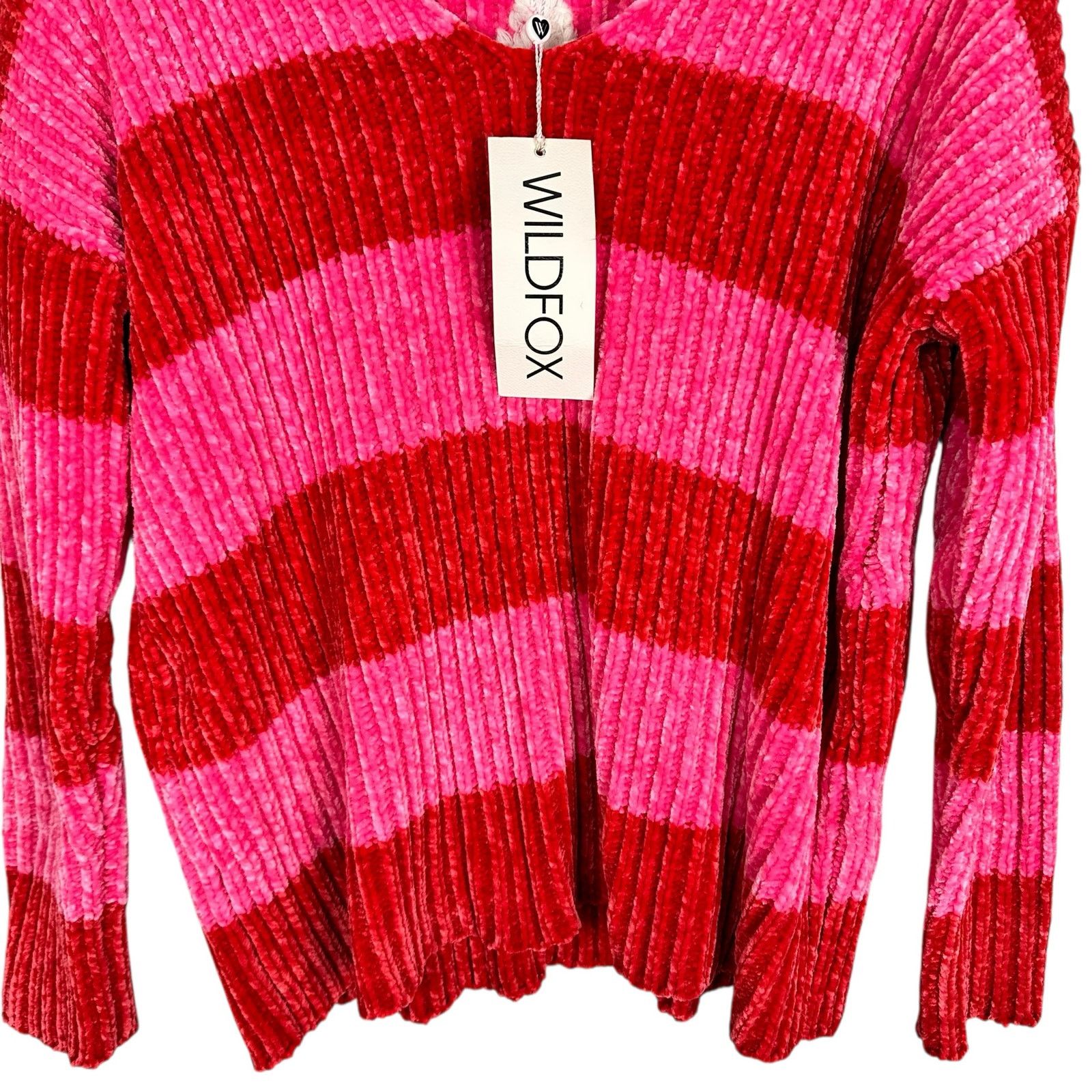 Wildfox Wildfox Heavy Chenille Red Striped Oversized Sweater Small Size S / US 4 / IT 40 - 5 Thumbnail