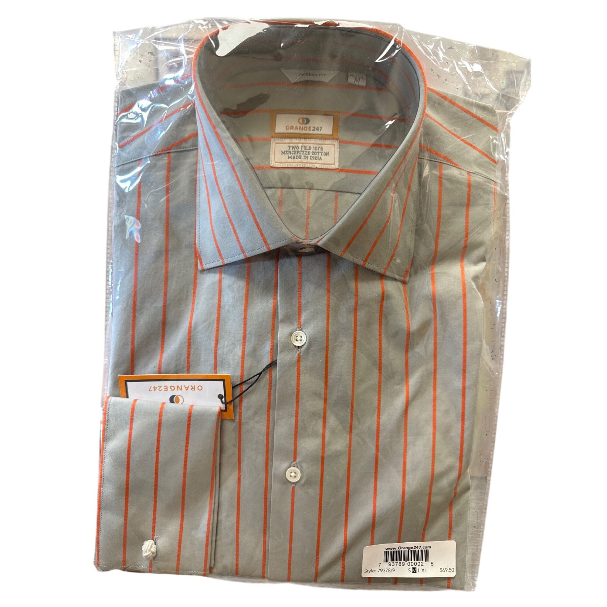 open lace back dress Sir Bonser for Vannucci Orange Striped Cotton Dress Shirt EU 39 New US 15.5