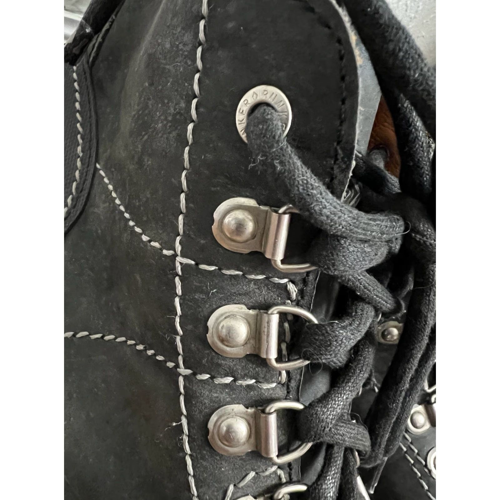 Vintage VINTAGE Bunker Boots Lace Up Combat Goth Grunge 12 H2F Men Boots Gray 90s Suede Leather? Size US 12 / EU 45 - 6 Thumbnail