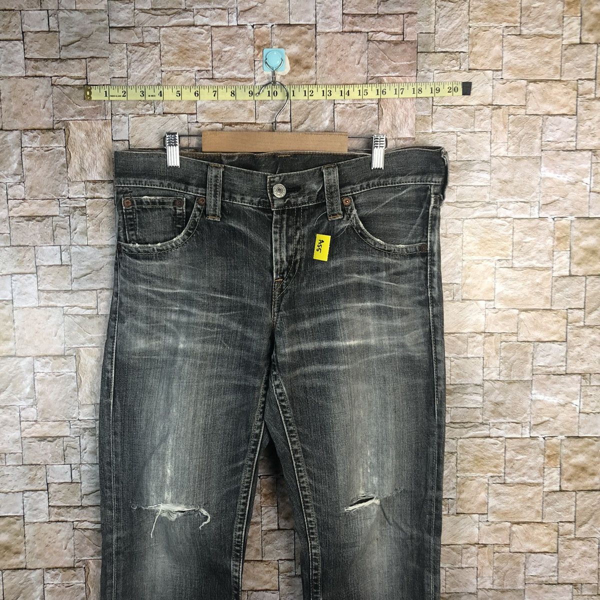Levi's 502 Levis Black Distressed Denim Pants #A55 Size US 34 / EU 50 - 2 Thumbnail