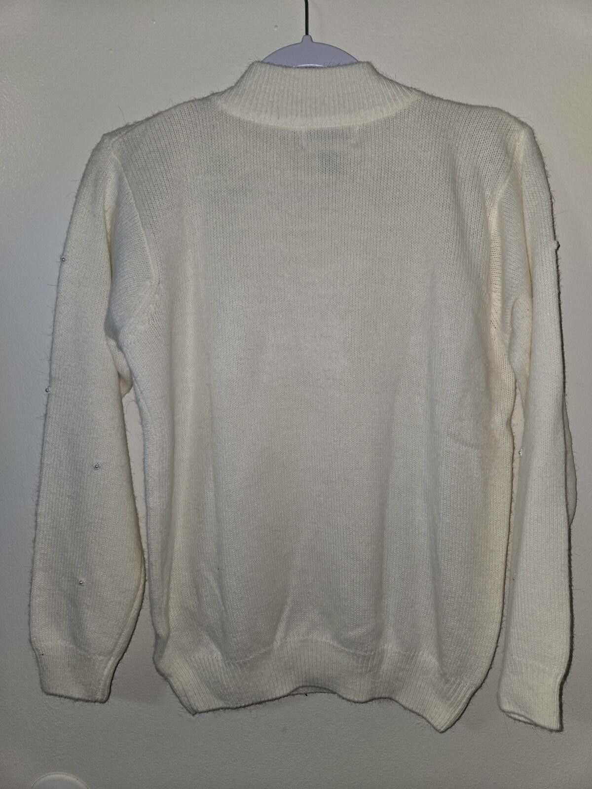 Other Vintage Alfred Dunner Cream Beaded Sweater Petite Small Size S / US 4 / IT 40 - 2 Thumbnail
