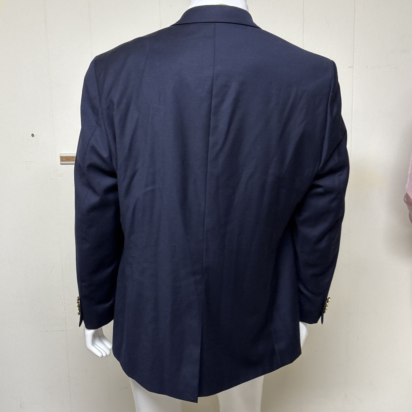 Ralph Lauren Gold Button Blue Wool Twill Blazer Mens 48R Spo