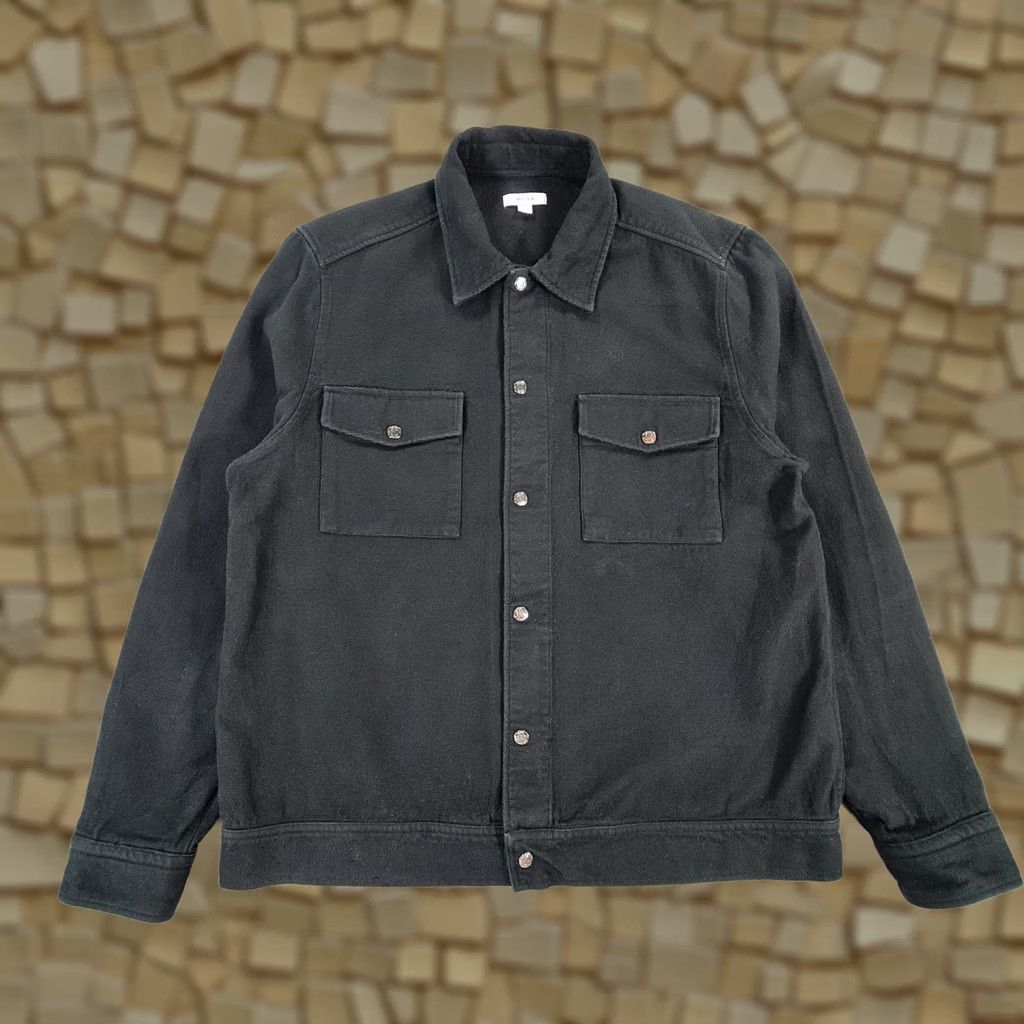 Reiss Reiss Mens Overshirt Black XL Cotton Snap Front Shacket Pockets Jacket Mens XL Black Casual Swing Over Shirt Size US XL / EU 56 / 4 - 1 Thumbnail