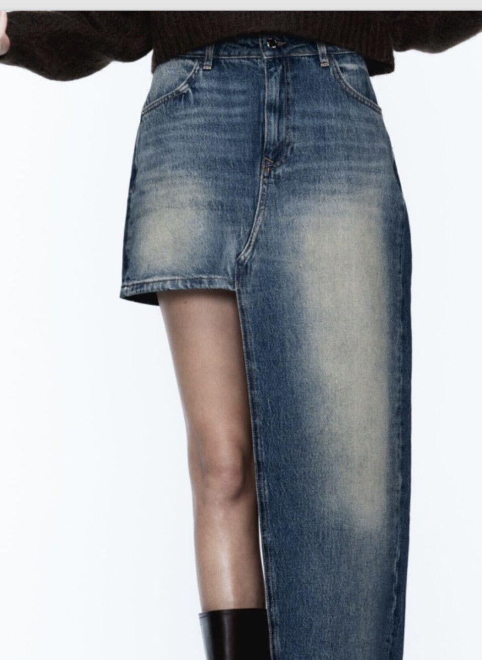 Zara ZARA 1975 ASYMMETRIC DENIM SKIRT BNWT BLUE S Size 27" / US 4 / IT 40 - 1 Thumbnail