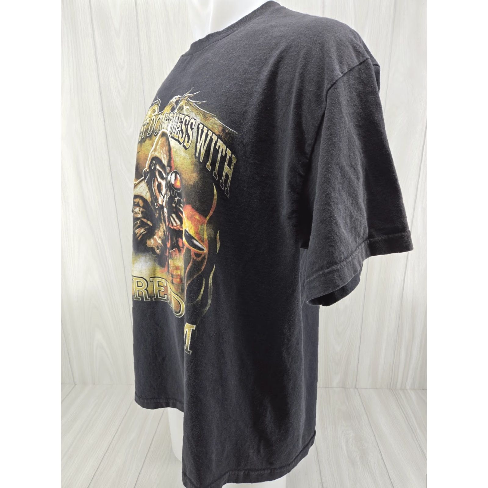 Vintage Hot Leathers T-Shirt Mens XL Black Don't Mess With Freedom Graphic Crew Neck Short Sleeve Size US XL / EU 56 / 4 - 4 Thumbnail