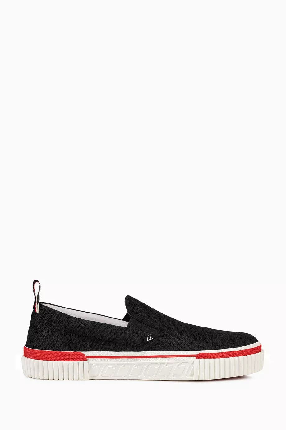 Christian Louboutin oc11z0125 Pedro Boat Sneakers In Jacquard in Black Size US 12.5 / EU 45-46 - 2 Thumbnail