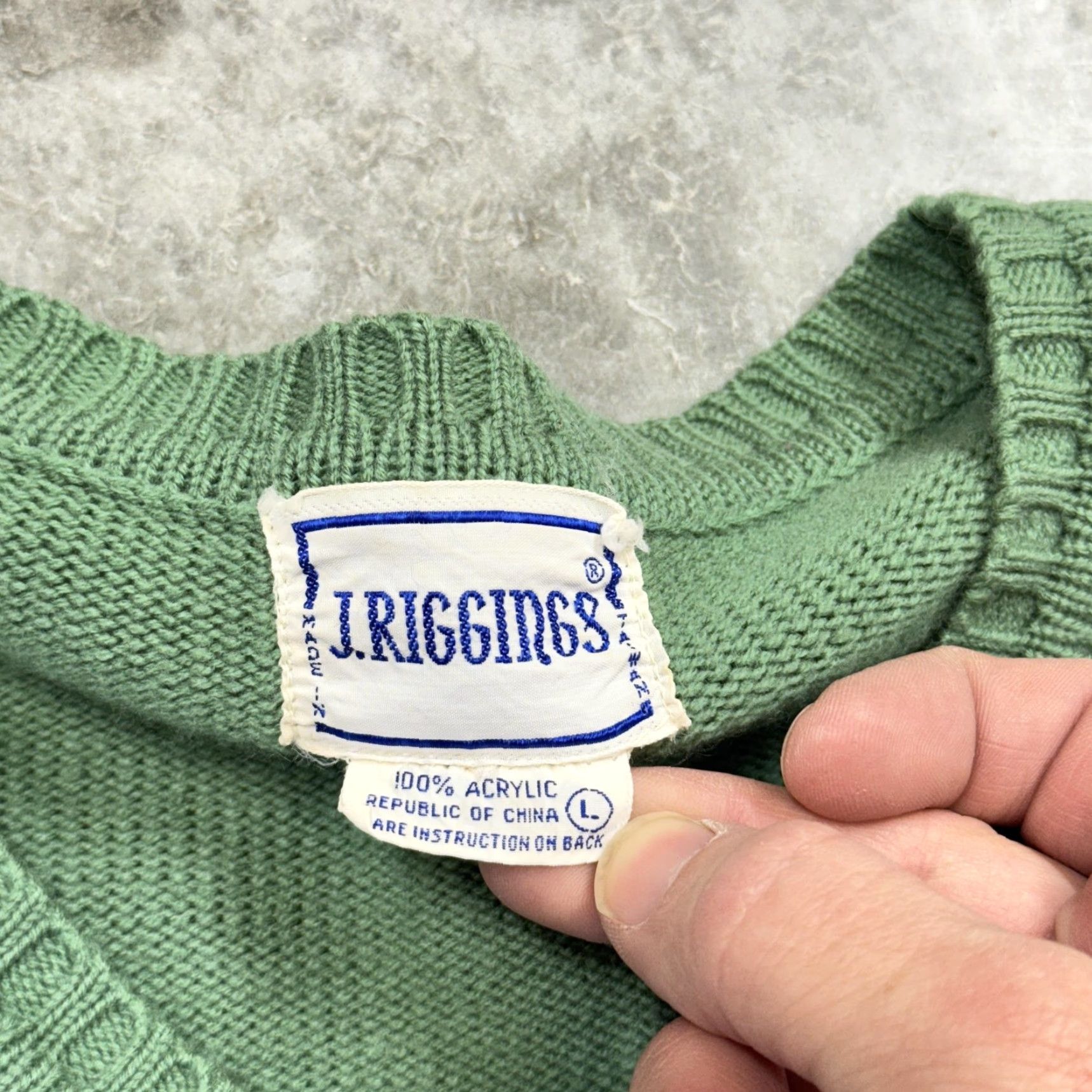 Vintage Vintage J Riggins Sweater Mens Large Green V Neck Landscape Intarsia Graphic Print 80s Size US L / EU 52-54 / 3 - 2 Thumbnail