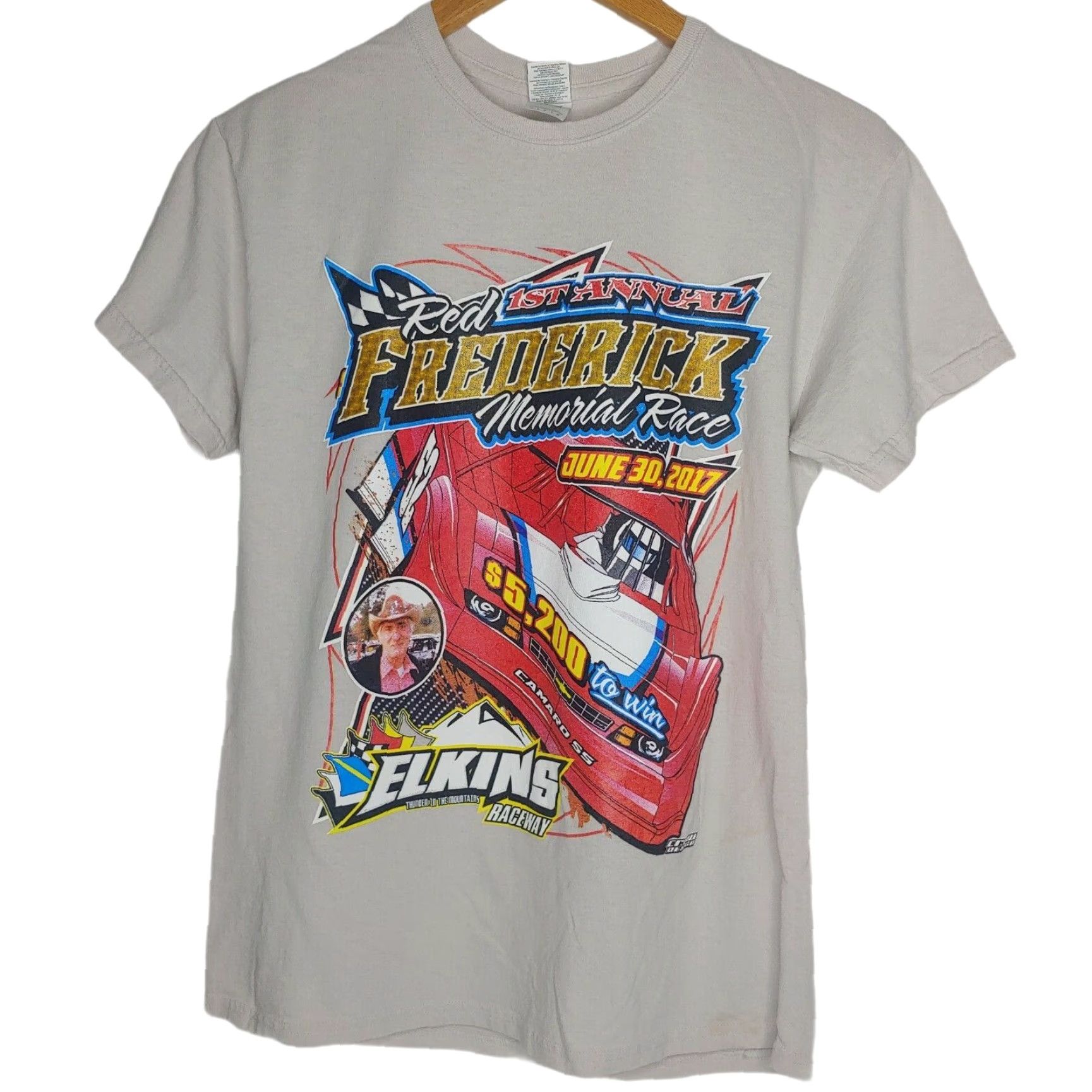 Gildan VINTAGE Elkins Raceway Shirt Adult Medium Red Frederick Memorial Race Camaro Graphic Crew Neck Men Size US M / EU 48-50 / 2 - 2 Thumbnail