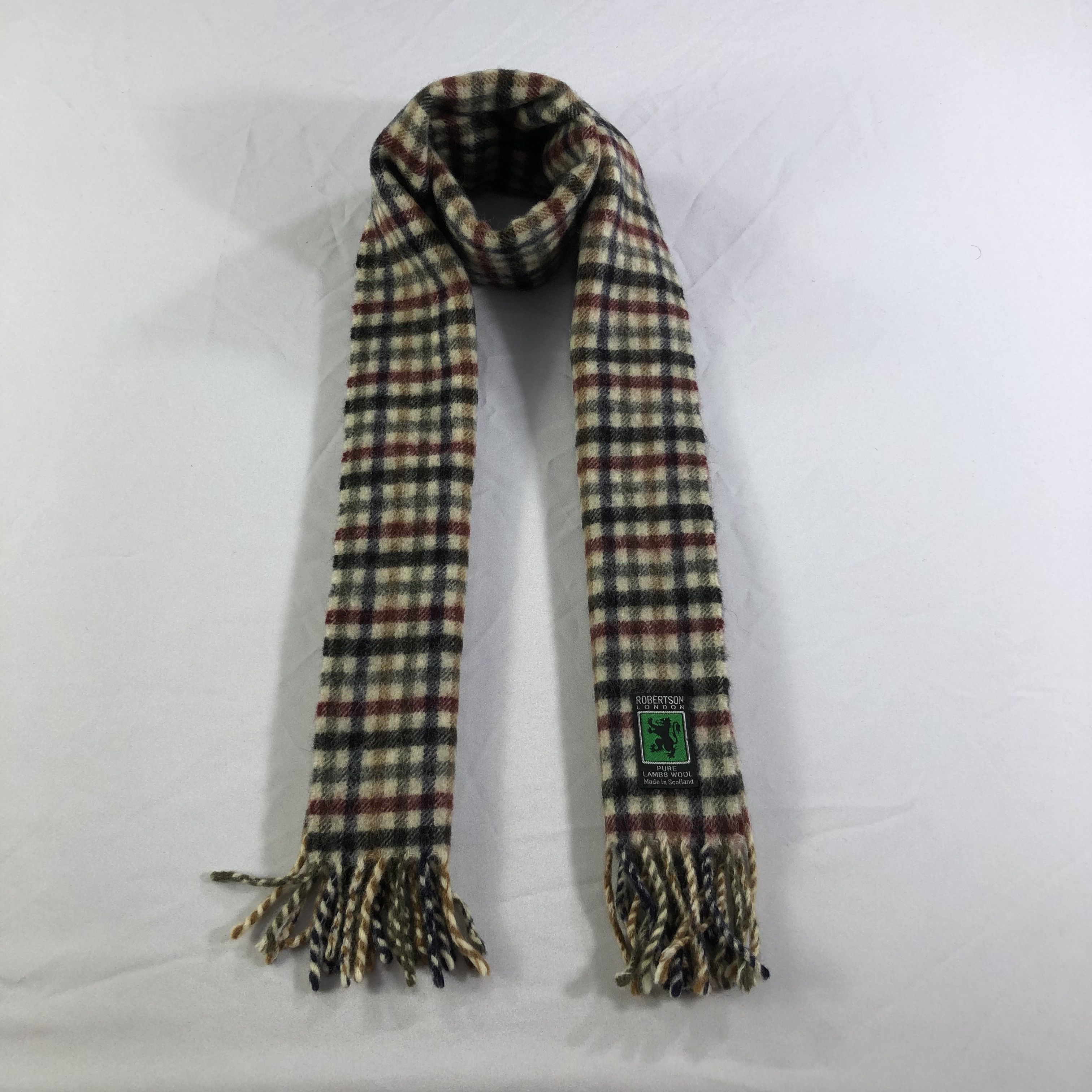 Vintage Robertson Gingham Wool Scarf Muffler V1390 Size ONE SIZE - 1 Thumbnail