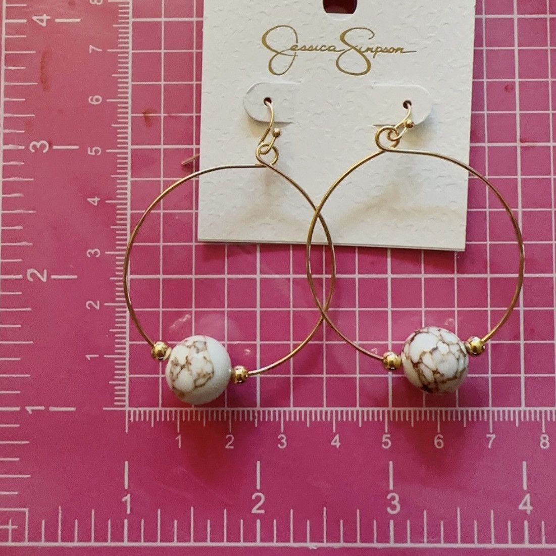 Jessica Simpson 1pc Jessica Simpson gold tone loops earrings blue / White Size ONE SIZE - 3 Thumbnail