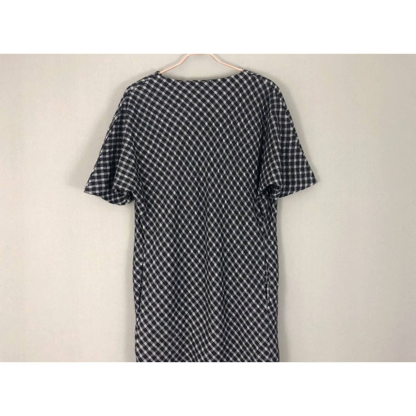 Vintage Toast Wool Blend Pencil Dress Women Size 10 Black Check V-Neck Short Sleeve Dolman Sleeve Knee Length Casual Dress Size L / US 10 / IT 46 - 4 Thumbnail