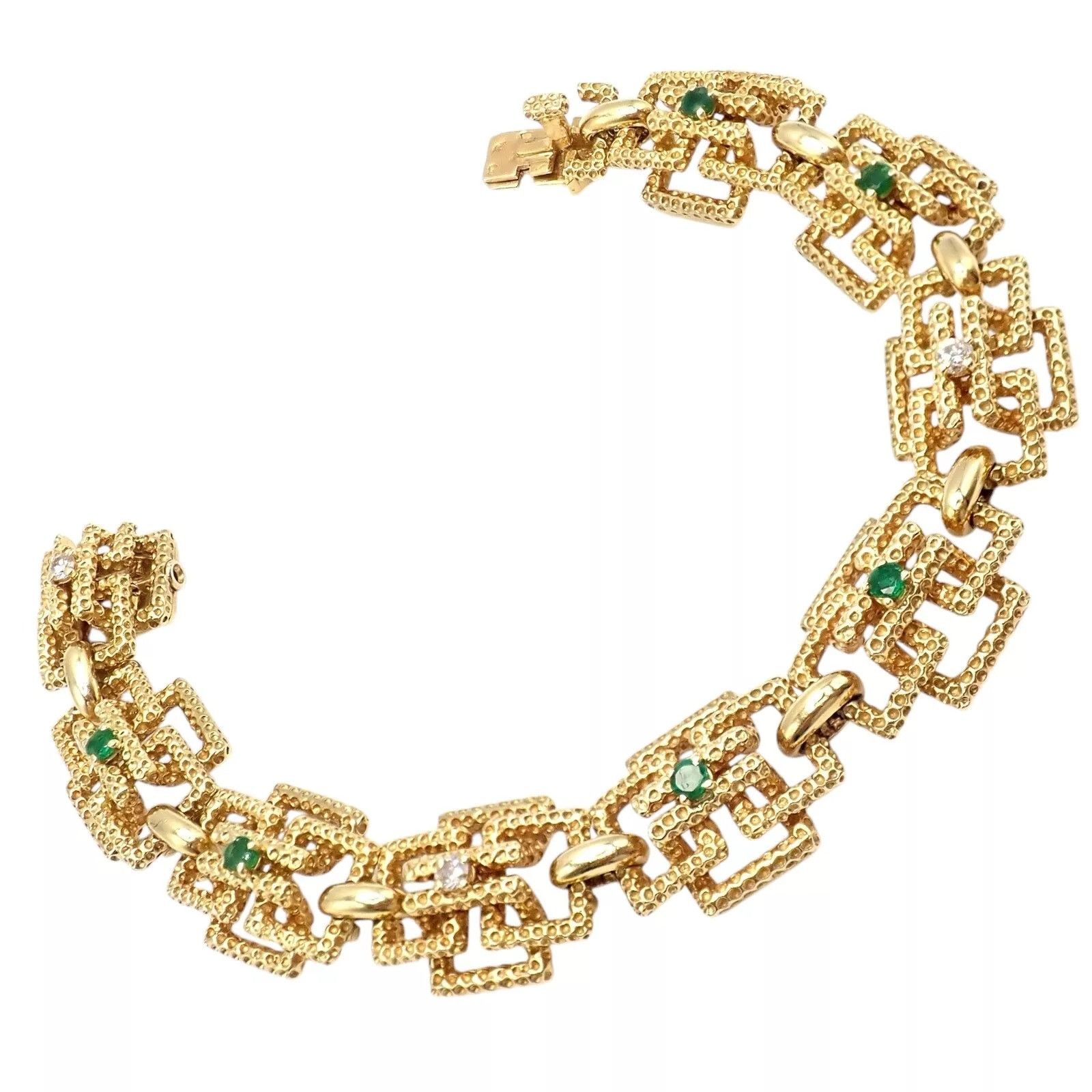 Tiffany & Co. Tiffany & Co France 18k Yellow Gold Diamond Emerald Bracelet Size ONE SIZE - 15 Thumbnail