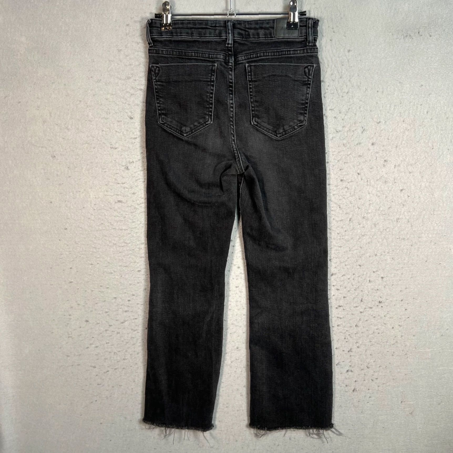 Zara Zara Womens Size 2 Black High-Waist Raw Hem Straight-Leg Jeans - 5-Pocket Denim Cotton Blend Vintage: No Women Jeans Size 26" / US 2 / IT 38 - 2 Thumbnail