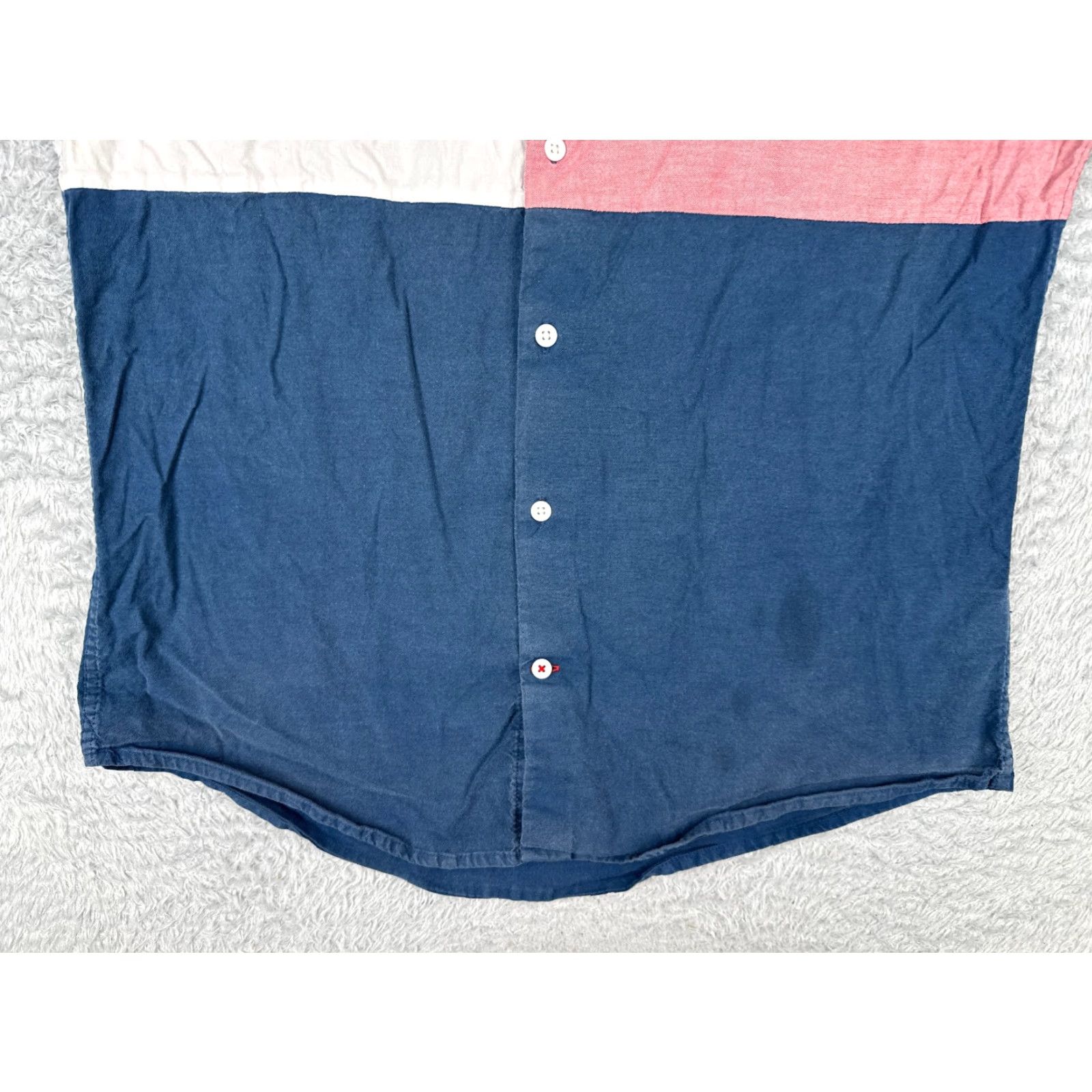 Tommy Hilfiger VINTAGE Tommy Hilfiger Men's Shirt XL Blue Cotton Chambray Short Sleeve Button-Up Casual 90s Boys Size US XL / EU 56 / 4 - 5 Thumbnail